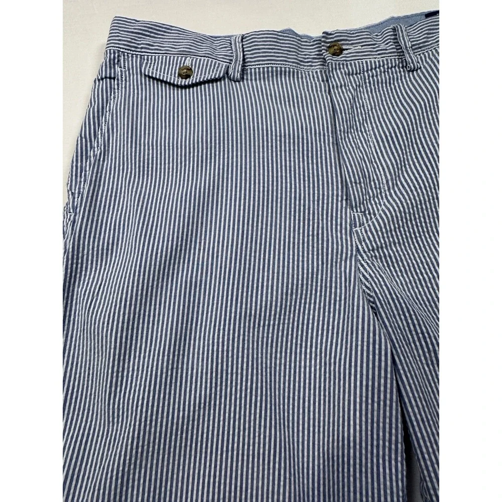 Polo Ralph Lauren Men's Shorts Sz‎ 35 Stretch Straight Fit Seersucker Blue/White